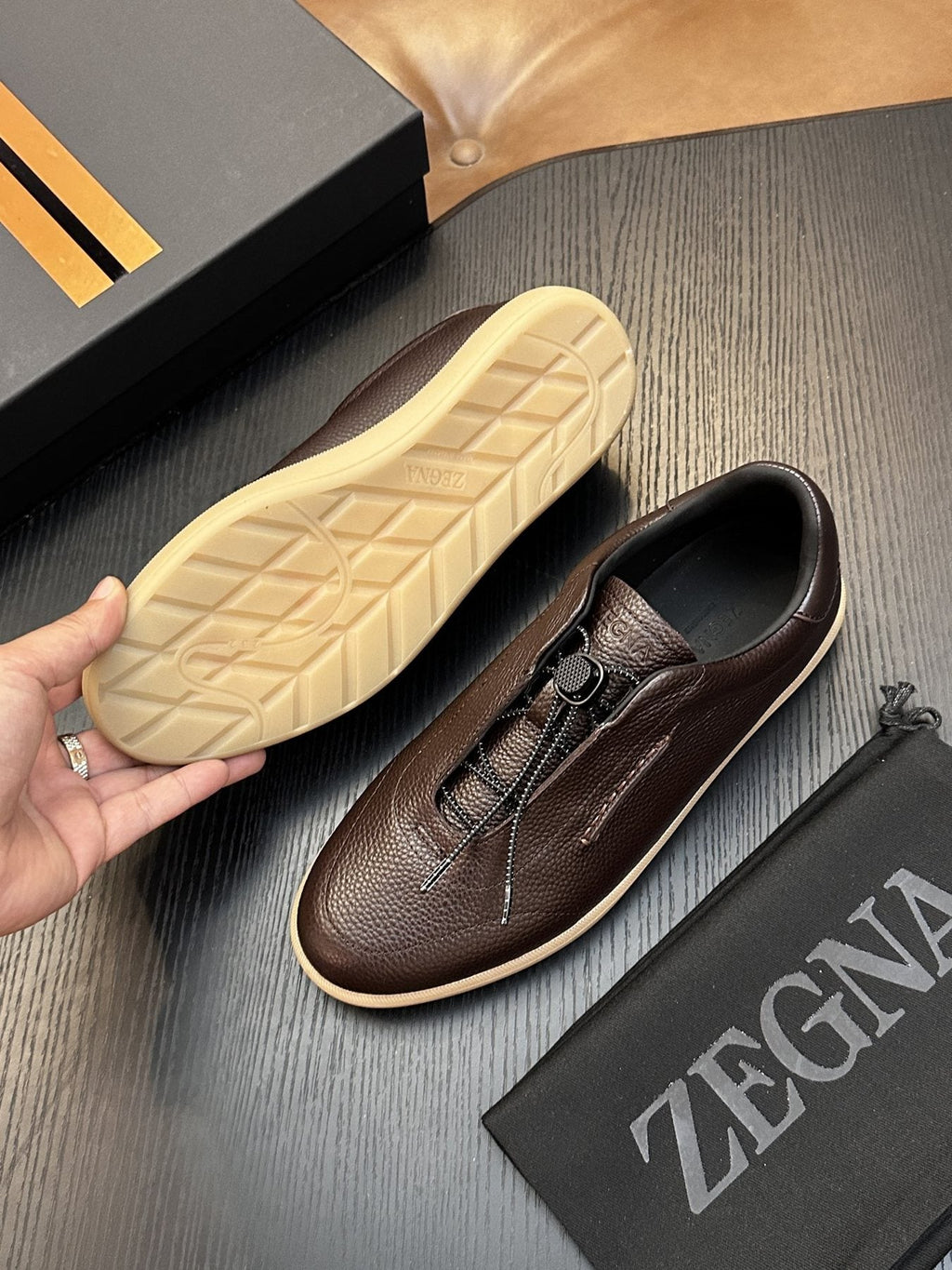 Zegna Zip-Front Slip-On Sneakers