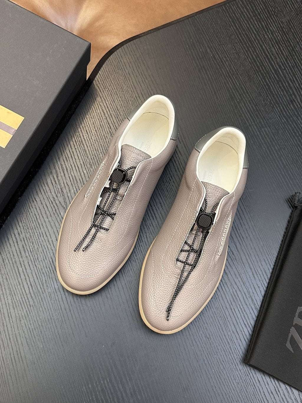 Zegna Zip-Front Slip-On Sneakers