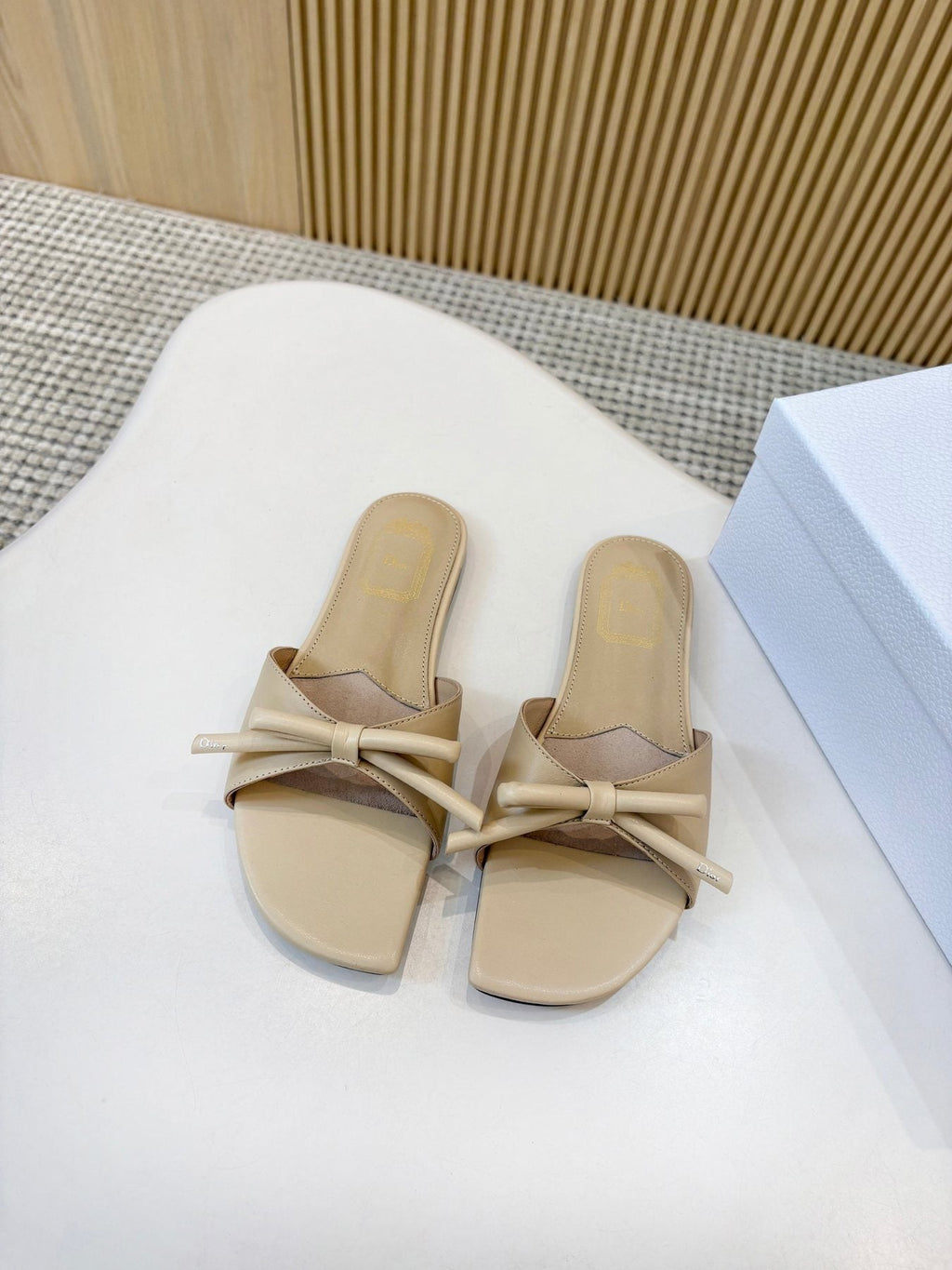 Dior Bow-Detail Slide Sandals