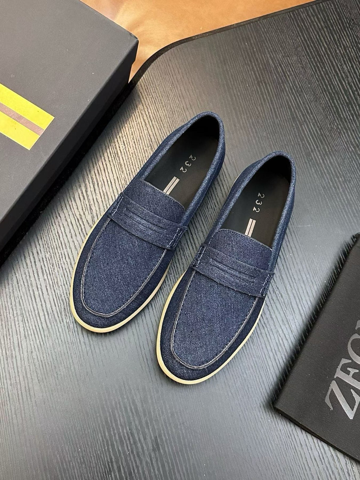 Zegna Textured Leather Strap Loafers