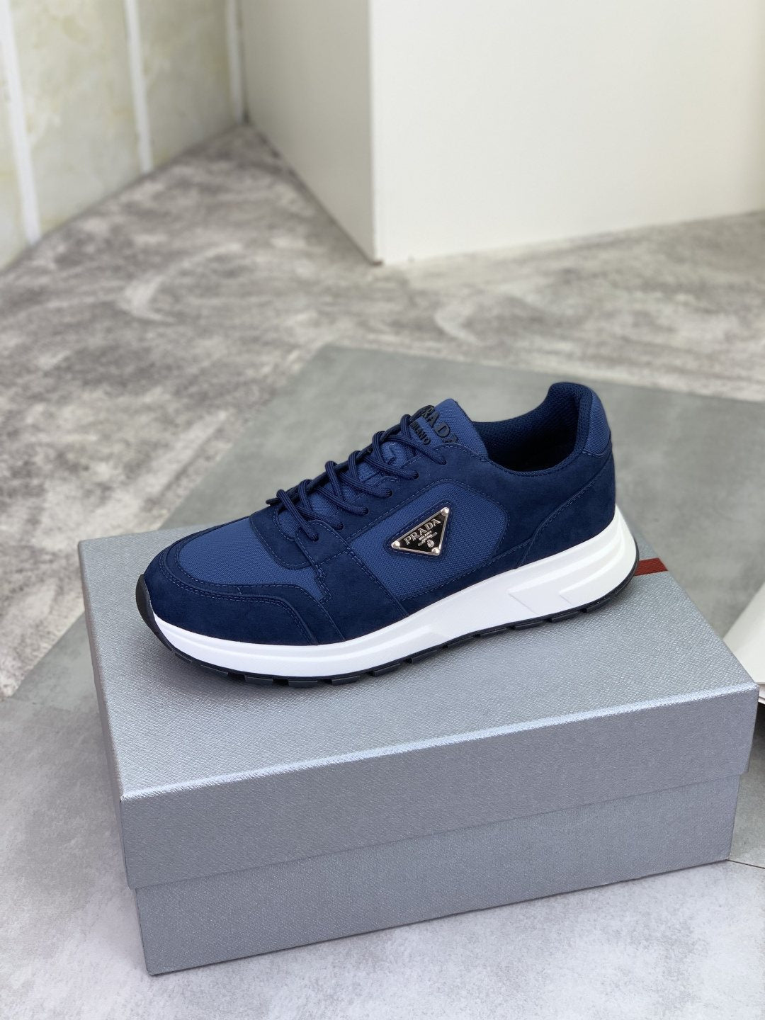 Prada Gray Paneled Men's Sneakers