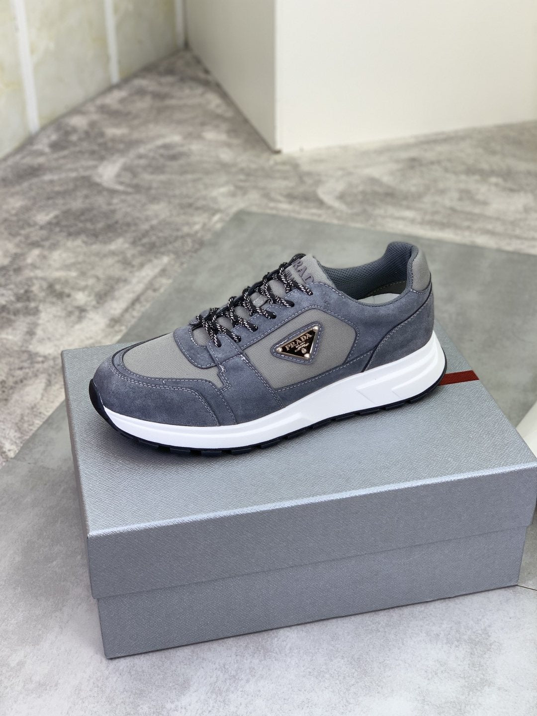 Prada Gray Paneled Men's Sneakers