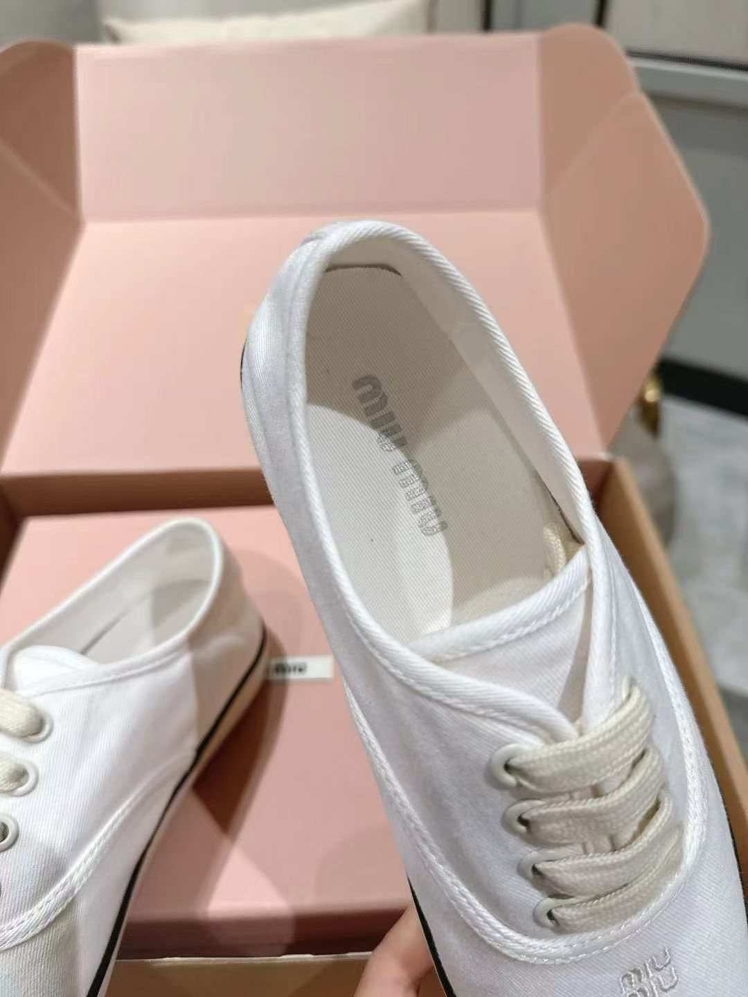 Miu Miu Low-Top Canvas Sneakers