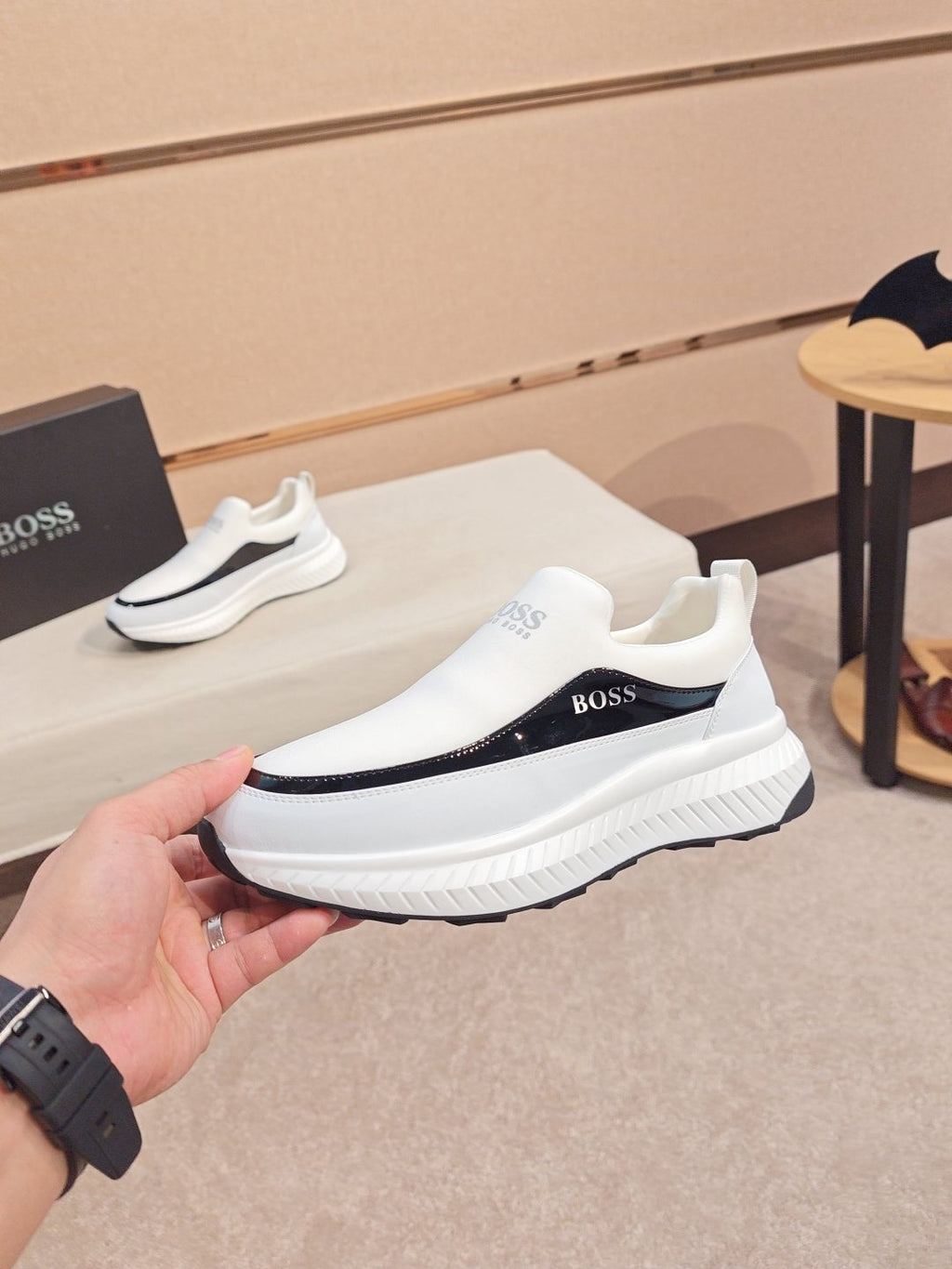BOSS Contrast-Panel Slip-On Sneakers