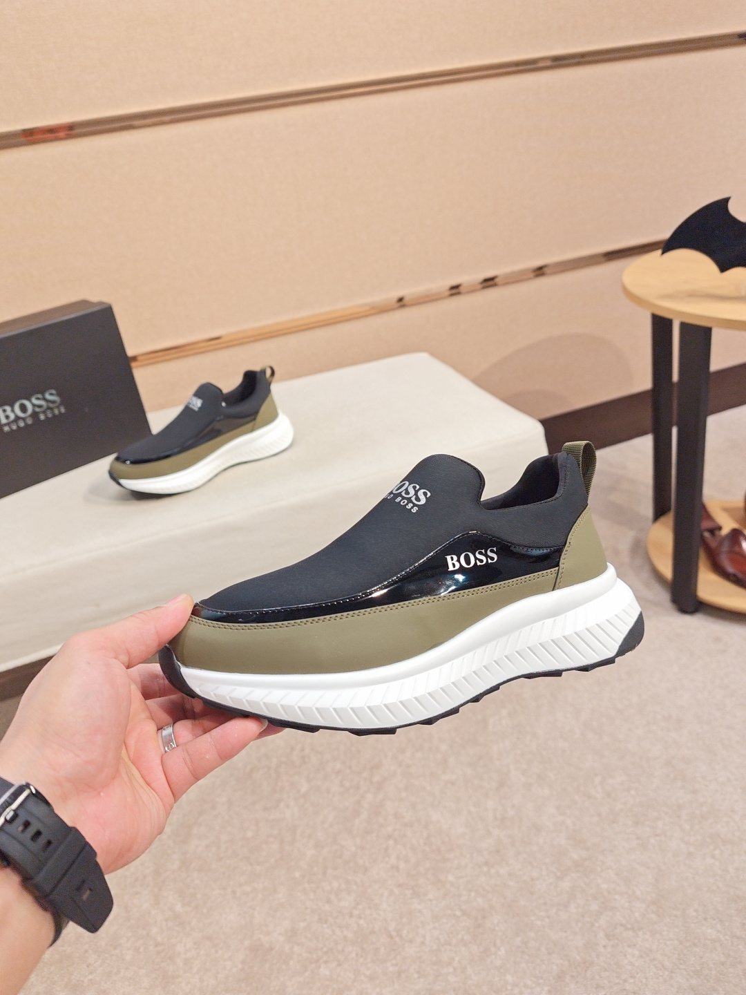 BOSS Contrast-Panel Slip-On Sneakers