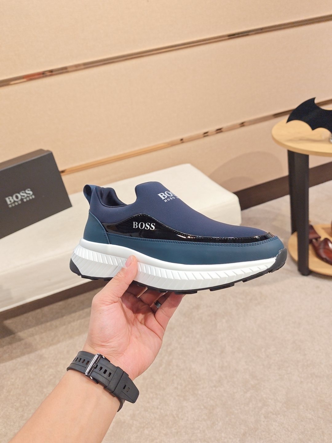 BOSS Contrast-Panel Slip-On Sneakers