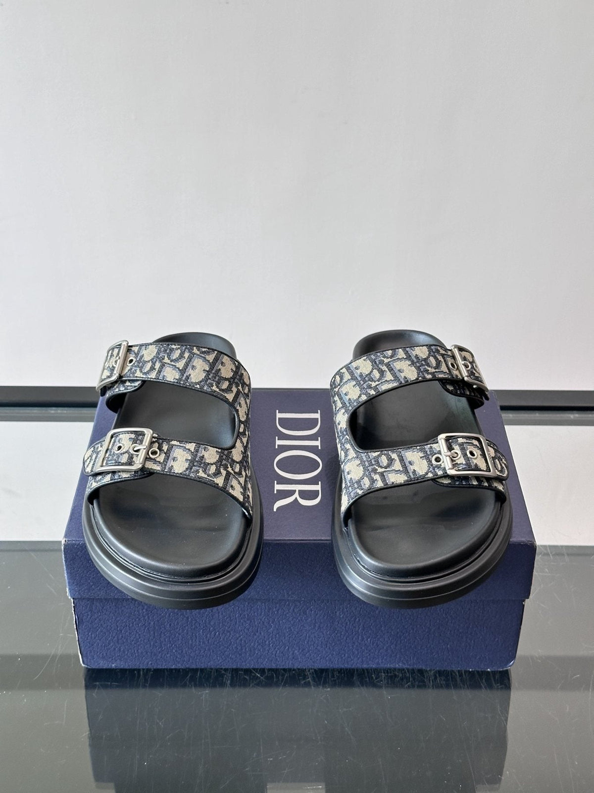 Dior Aqua Two-Strap Slide Sandals