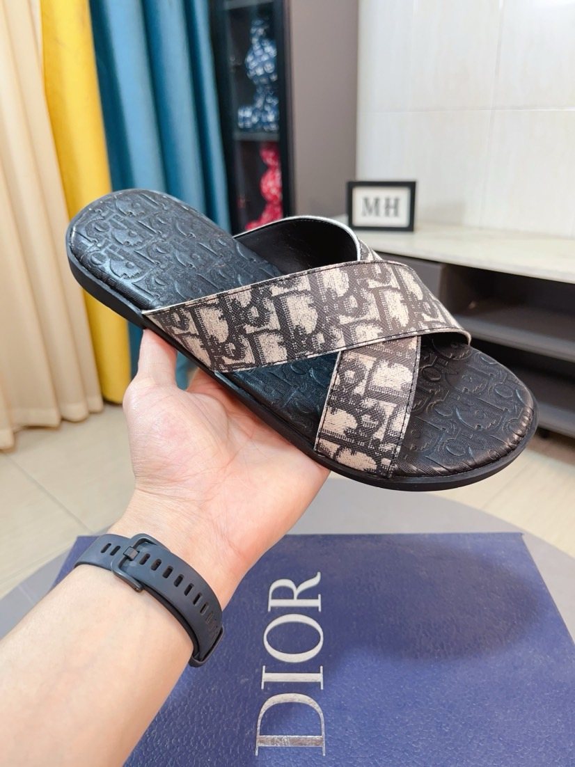 Dior Men's Cross-Strap Slide Sandals