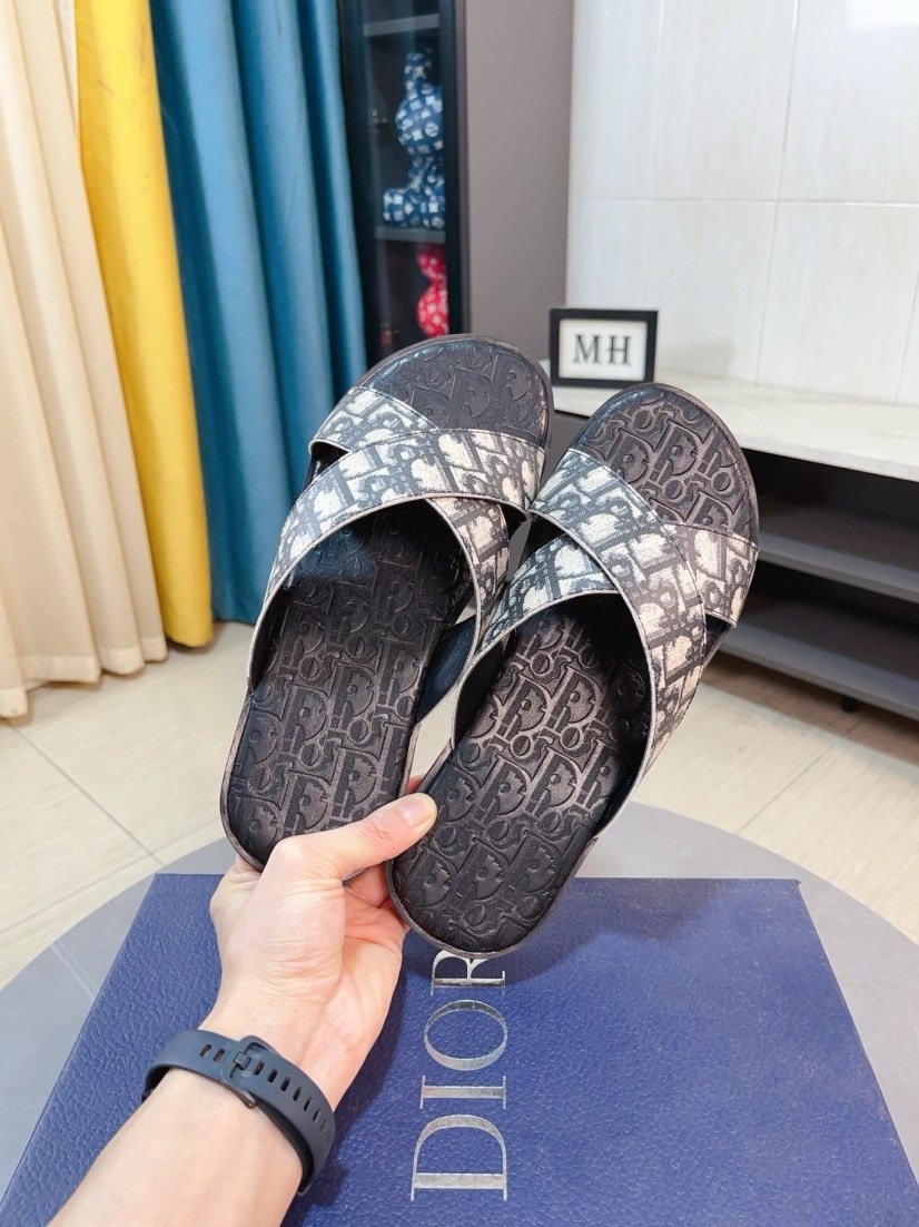 Dior Men's Cross-Strap Slide Sandals