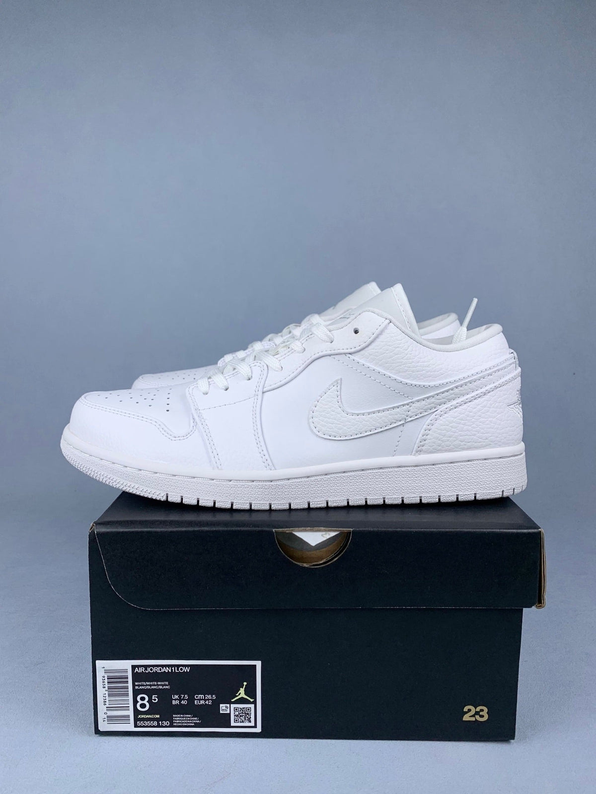 Air Jordan 1 Low All-White 553558-130 Unisex Sneakers