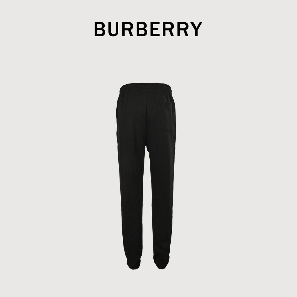 Burberry 25FW Back Pocket Equestrian Knight Cross-Stitch Embroidery Jogger Trousers Black