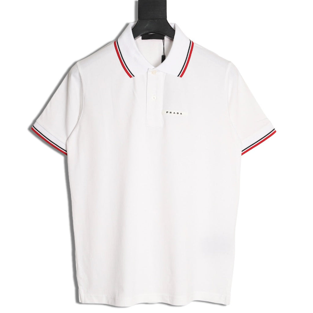 Prada Contrast-Trim Short-Sleeve Polo Shirt - White