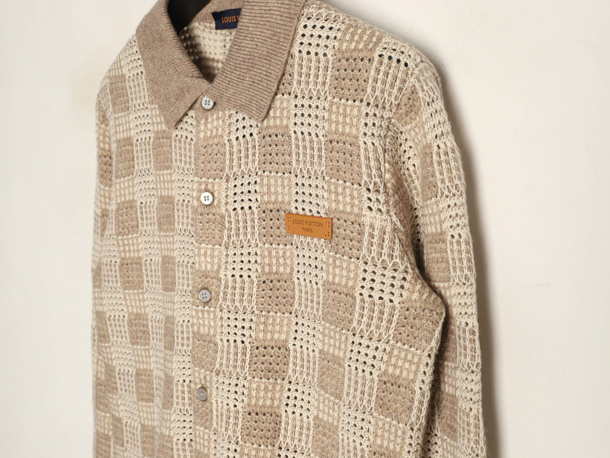 Louis Vuitton Checkered Jacquard Knit Cardigan