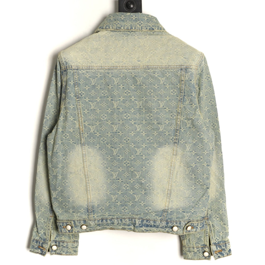 Louis Vuitton Monogram-Style Faded Denim Jacket - Gray